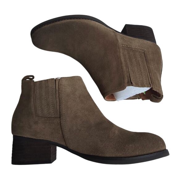 Size 8 Boots Jeffrey Campbell Warr Brown Suede Leather Ankle Boot Heeled Chelsea - Picture 9 of 10